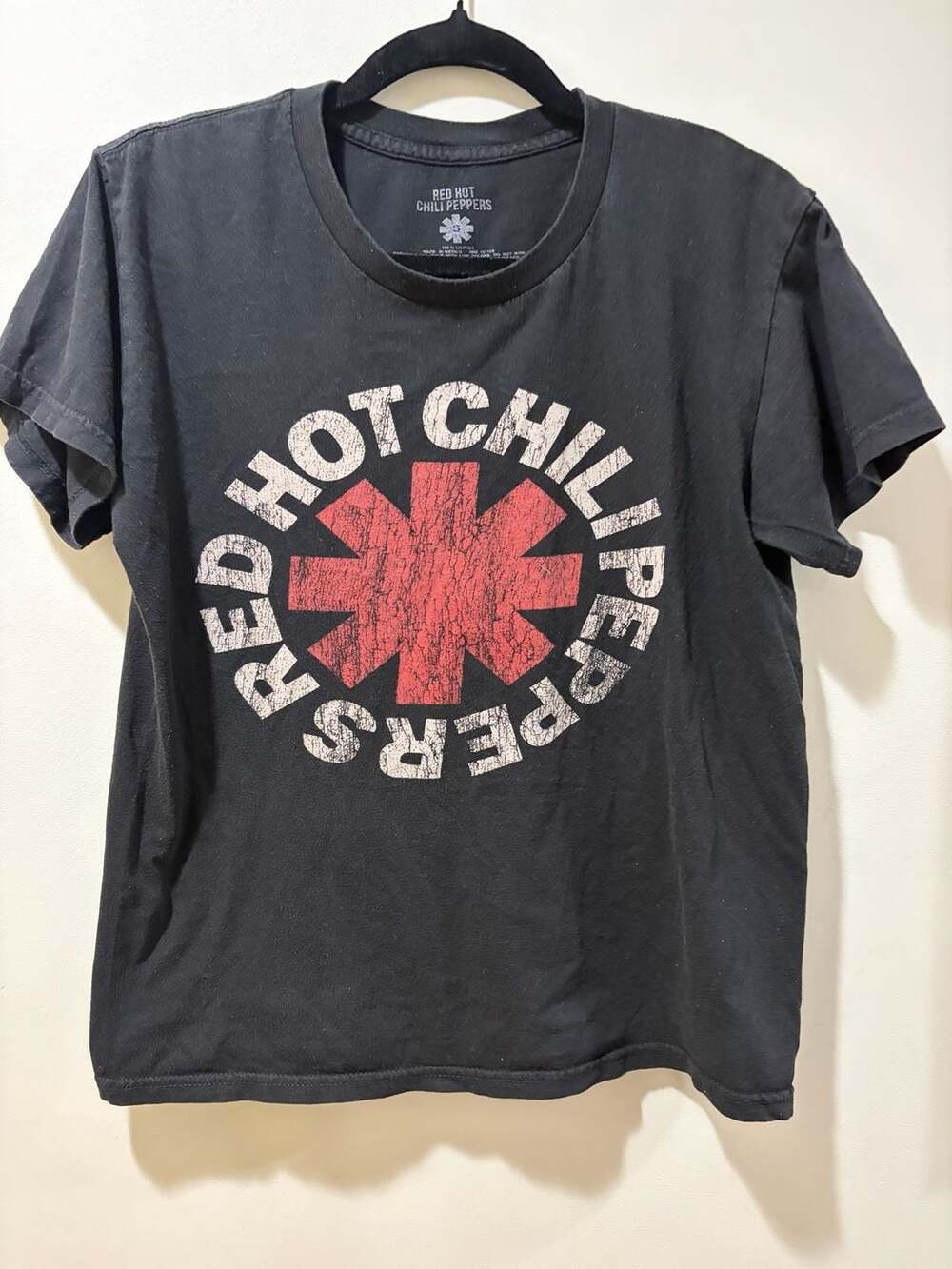 Red Hot Chili Peppers Classic Asterisk Logo Black Short Sleeve T-Shirt Size S